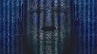 3D head made with binary code.